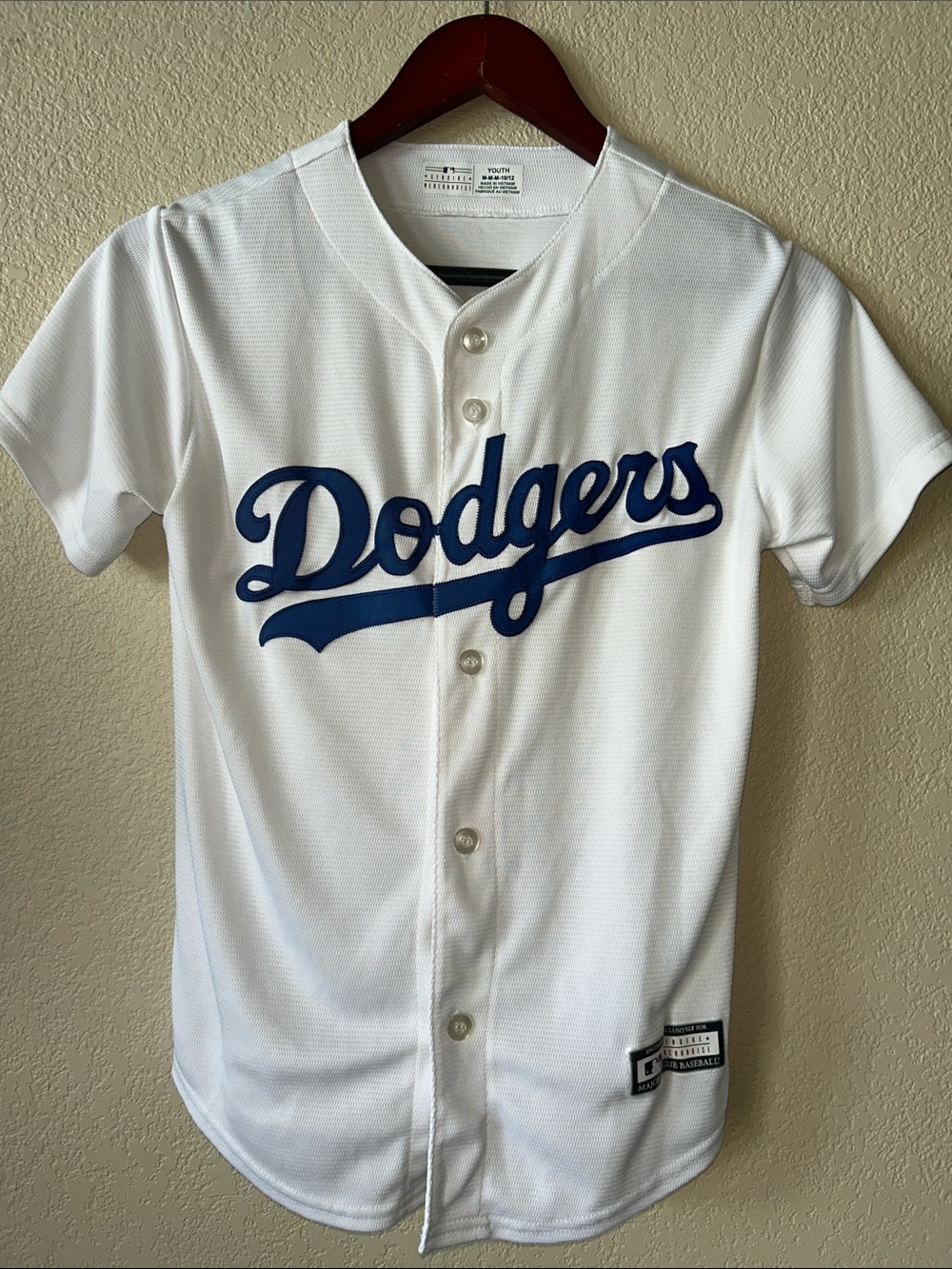 Genuine Merchandise White & Blue Dodgers Youth Button-Up Jersey, Sz M